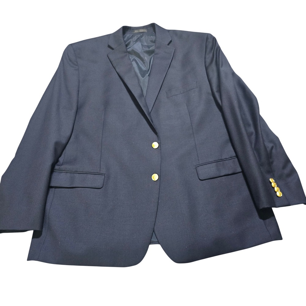 Lauren Ralph Lauren Blazer Mens 48R Navy Blue Wool Gold Crest Button Sport Coat